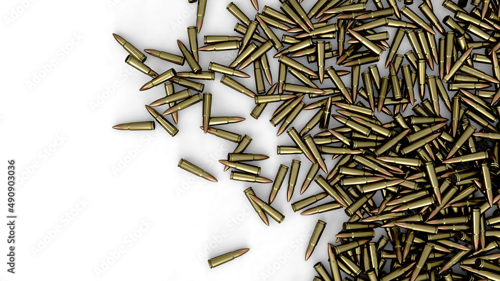 Samolepka Pile of many bullets or ammunition top view  copy space background