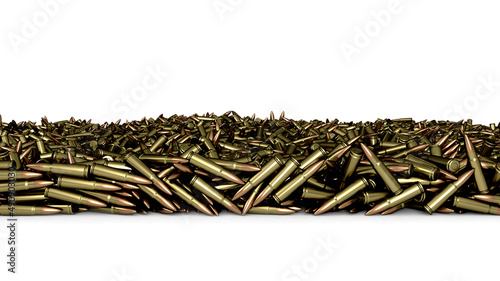 Obraz na plátně Pile of many bullets or ammunition wall, copy space background