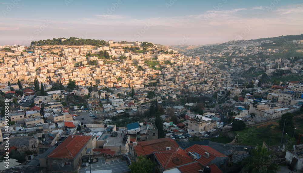 Arab neighborhoods in Jerusalem. Gehenna valley