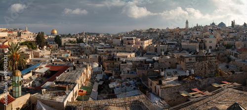 Jerusalem Old City panorama, top view, arab neighbourhoods © Алексей Голубев