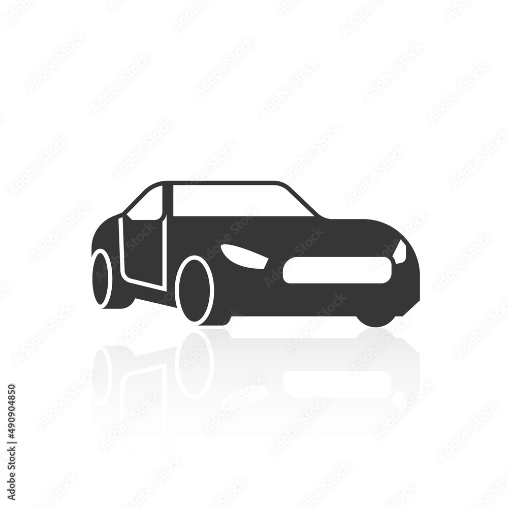 solid icons for black car front and shadow,vector illustrations