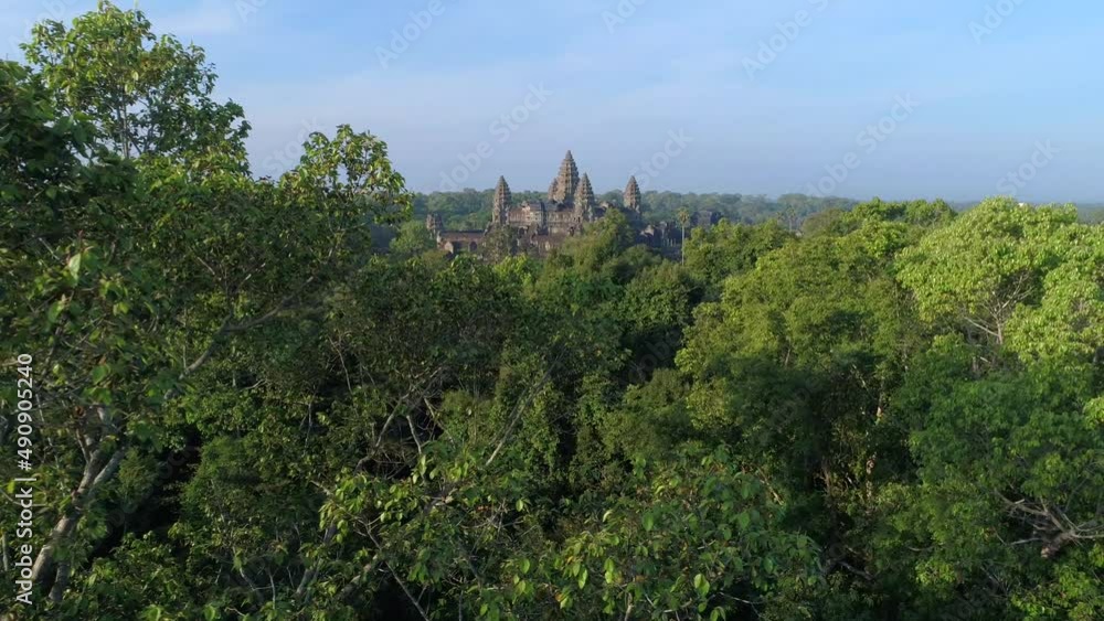 Angkor wat Tree Zipline Camera Aerial Drone Cambidia Temple Buddhist Angkor wat Tree Zipline Camera Aerial Drone Cambidia Temple Buddhist