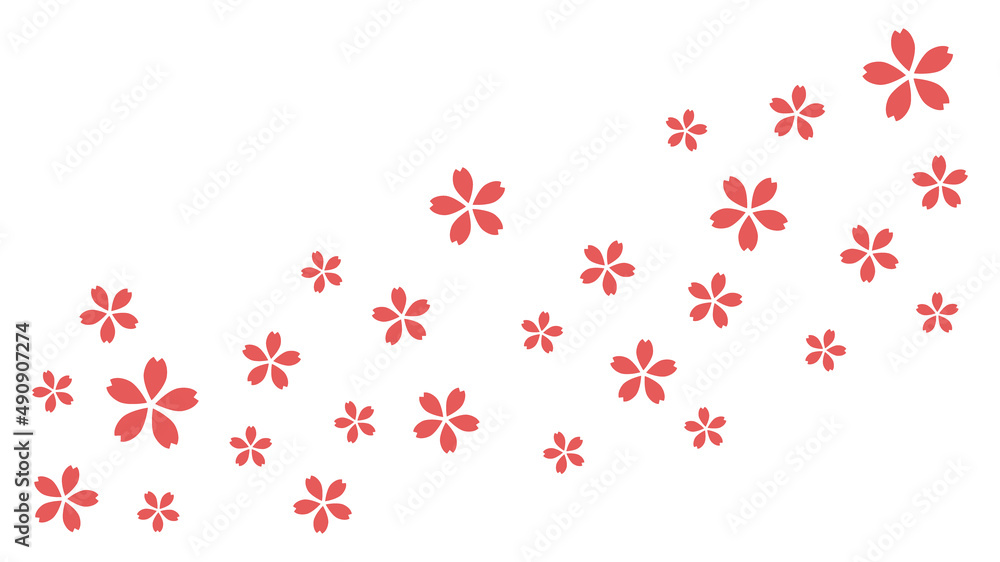 白背景のシンプルな桜の装飾素材のある背景イラスト