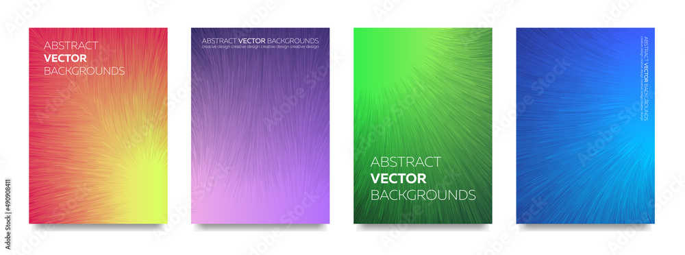 Set of abstract fluffy backgrounds for posters, banners, covers, flyers, booklets. Vector.