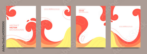 Set of abstract backgrounds with fluid elements for banners, letterheads, covers, flyers, posters. Vector.