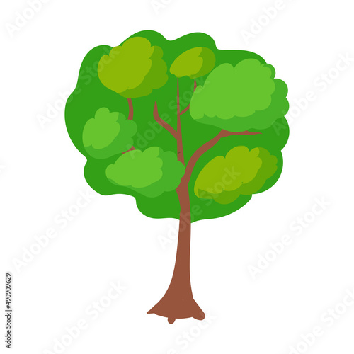 Various trees and bushes. Landscaping. Elements of the park zone. Vector illustration isolated on white background