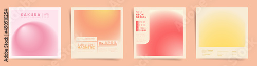 Abstract spring square gradient cover template design set for poster, social media post and modern album. Aesthetic circular gradient post. Vector modern color kit. 