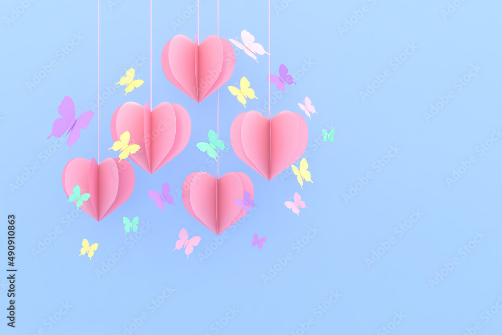 Valentine's Day and Mother's Day greeting card, 3D rendering of celebrations on special days.