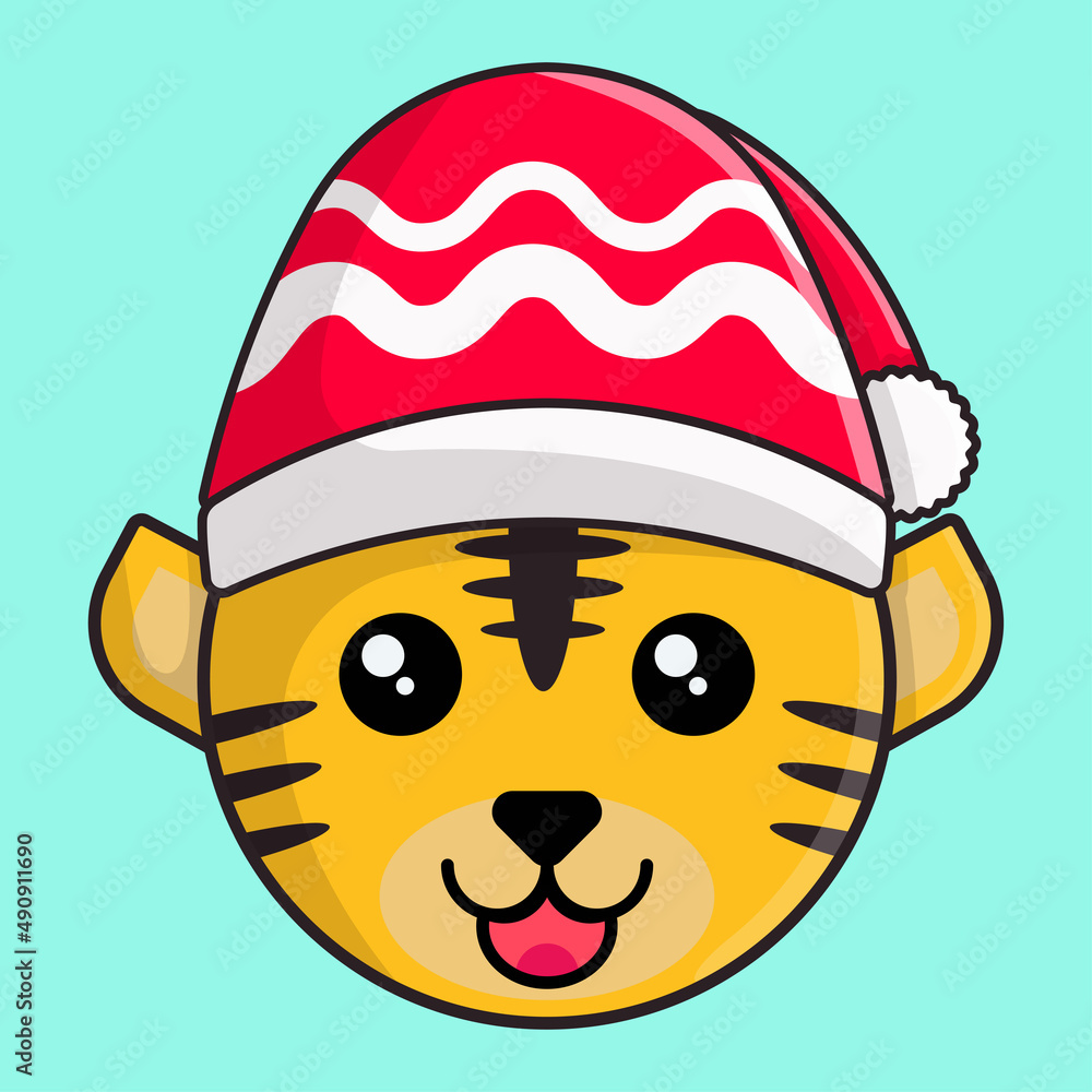 cute kawaii orange tiger cartoon mascot vector illustration Stock