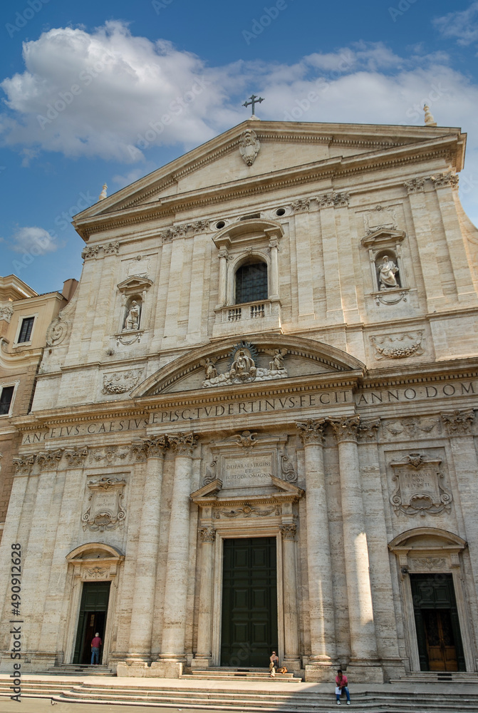 Rome, Italy - June 2000: Facade of the Historic Church