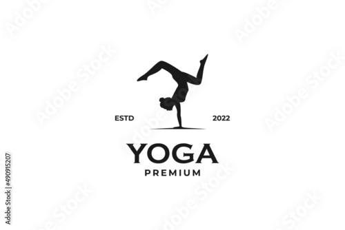 Modern yoga logo design vector template