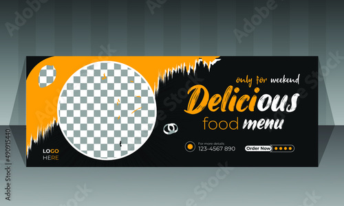 Facebook cover banner design template for restaurant.
horizontal advertising web banner template, Facebook cover, 
banner, social media post, timeline cover, web banner, template