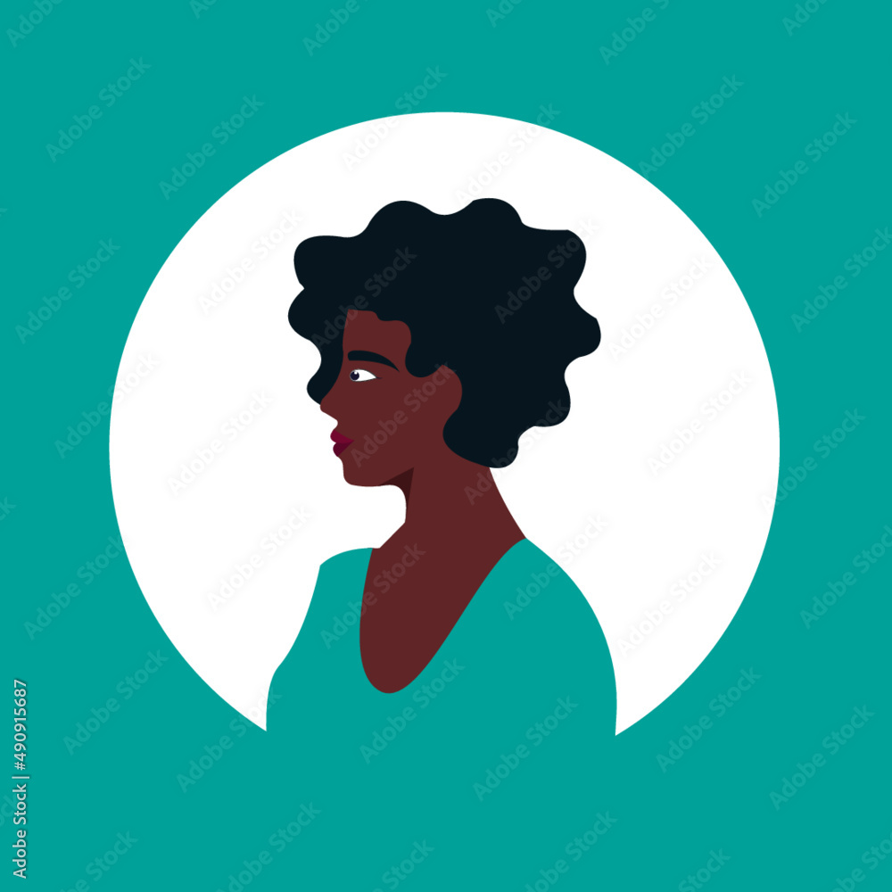 Black Women in green dress women's day illustration