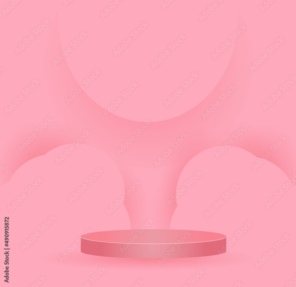 vector pink podium with pink cloud.