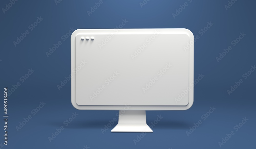 Desktop computer with blank screen - minimal modern 3D render Desktop computer with blank screen - minimal modern 3D render