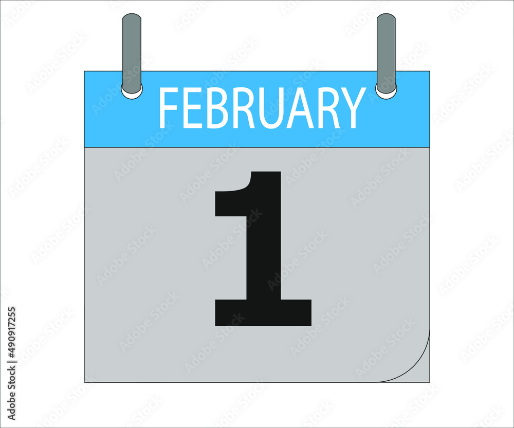 February 1th. Calendar icon. Date day of the month Sunday, Monday, Tuesday, Wednesday, Thursday, Friday, Saturday and Holidays February 1th. Calendar icon. Date day of the month Sunday, Monday, Tuesday, Wednesday, Thursday, Friday, Saturday and Holidays