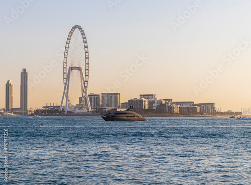 Dubai, UAE - 02.20.2022 Tallest ferris wheel in the world Ain Dubai, located in Blue waters by Meraas in Dubai, UAE. City © Four_Lakes