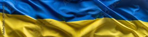 Panoramic banner of a Ukrainian flag. photo