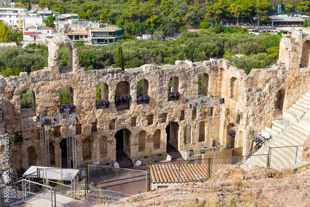 roman amphitheater in pula country, athens greece, ancient monument