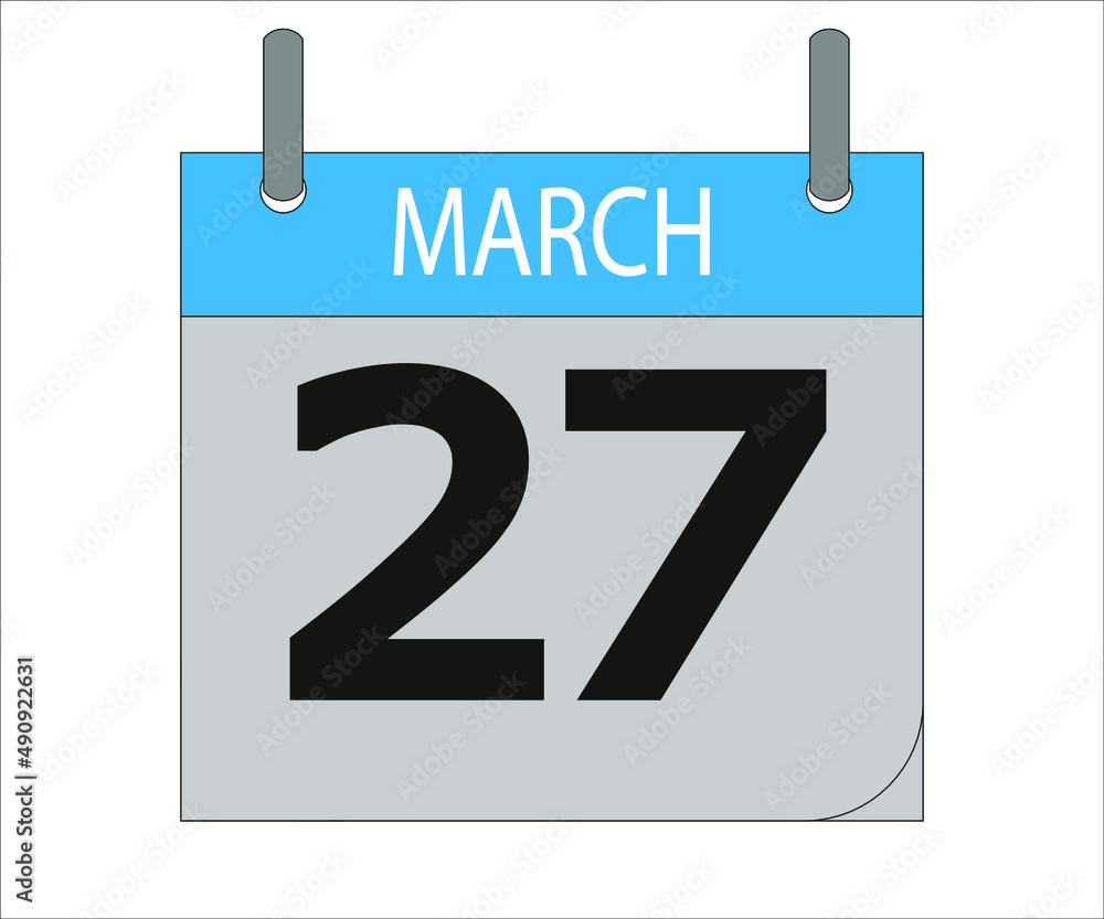 March 27th. Calendar icon. Date day of the month Sunday, Monday, Tuesday, Wednesday, Thursday, Friday, Saturday and Holidays March 27th. Calendar icon. Date day of the month Sunday, Monday, Tuesday, Wednesday, Thursday, Friday, Saturday and Holidays