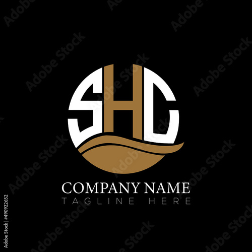 SHC logo monogram isolated on circle element design template, SHC letter logo design on black background. SHC creative initials letter logo concept.  SHC letter design. photo