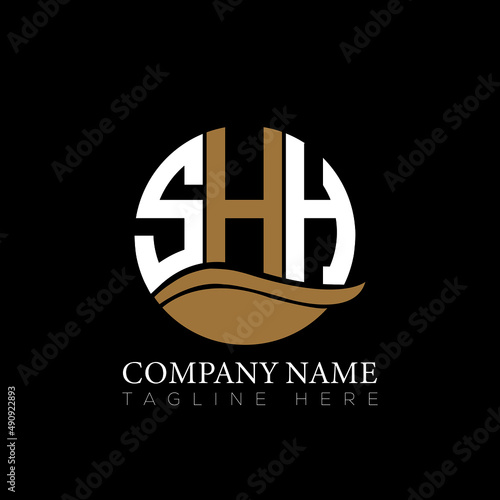 SHH logo monogram isolated on circle element design template, SHH letter logo design on black background. SHH creative initials letter logo concept.  SHH letter design.