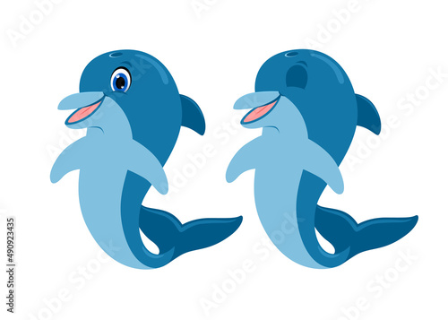 Cute dolphin cartoon illustration. Vector for animation