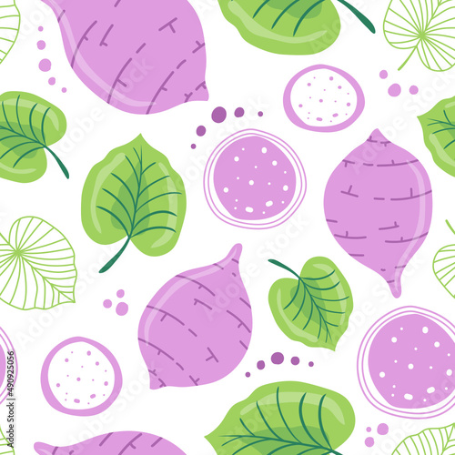 seamless pattern taro on white background	