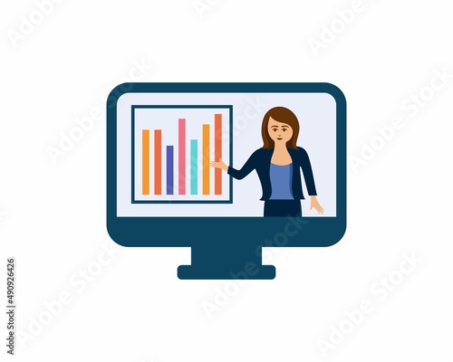 Television news show release about statistics information, flat design illustration