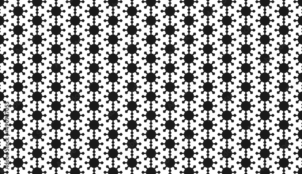 Seamless pattern. Black and white viral motif. Simple repeating pattern design