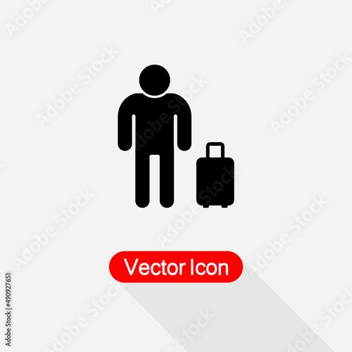 Guest icon Man Icon, Man with Luggage Icon Vector Illustration Eps10