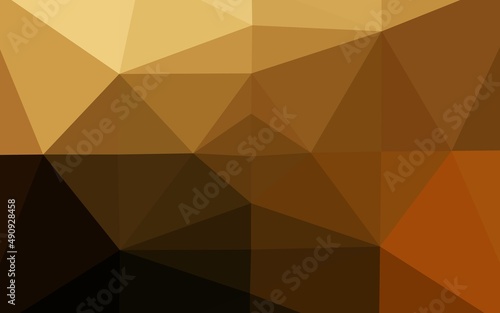 Dark Yellow, Orange vector shining triangular pattern.