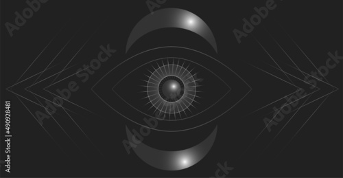 Abstract mystical shapes on a black background. Esoteric symbols, imitation of planets. Vector © Andrey KENO