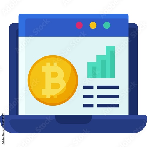 Analysis icon, Bitcoin related vector illustration