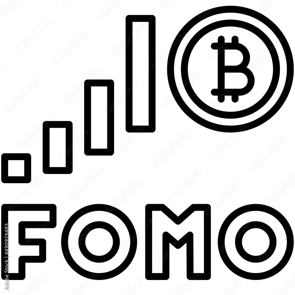 Fear of Missing Out icon, Bitcoin related vector illustration Fear of Missing Out icon, Bitcoin related vector illustration