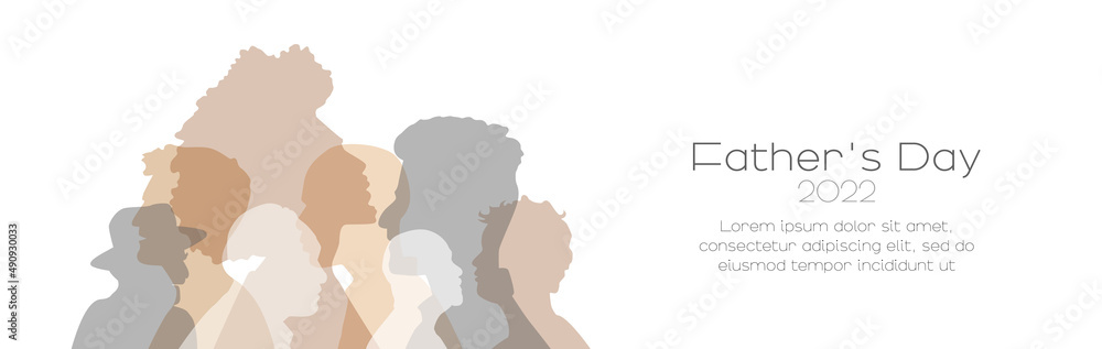 Father's Day 2022 banner. Card with place for text. Flat vector illustration.
