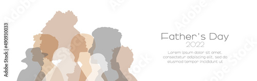 Father's Day 2022 banner. Card with place for text. Flat vector illustration.