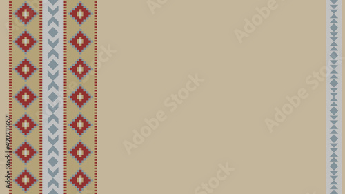Ethnic tribal pattern background with copy space for text. Beige, red and grey colors. For banner, fliers, business card, restaurant menu, web background.