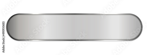 long silver ribbon banner with silver frame on white background
