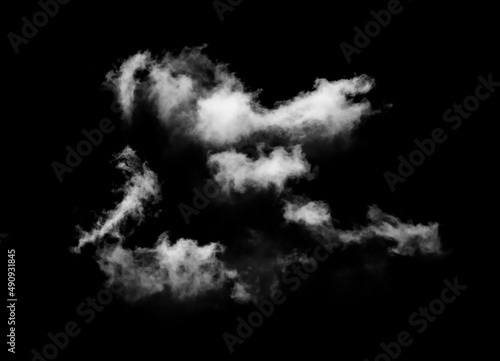 White Cloud Isolated on Black Background. Good for Atmosphere Creation. Graphic Design Resource