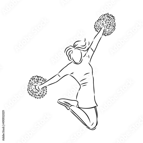 Cheerleader sketch cheerleading vector sketch llustration girl