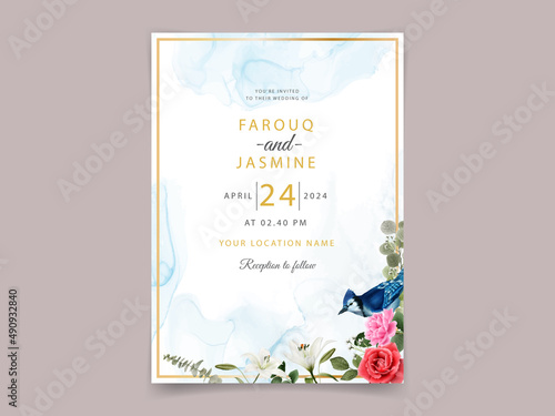 Beautiful red roses wedding invitation
