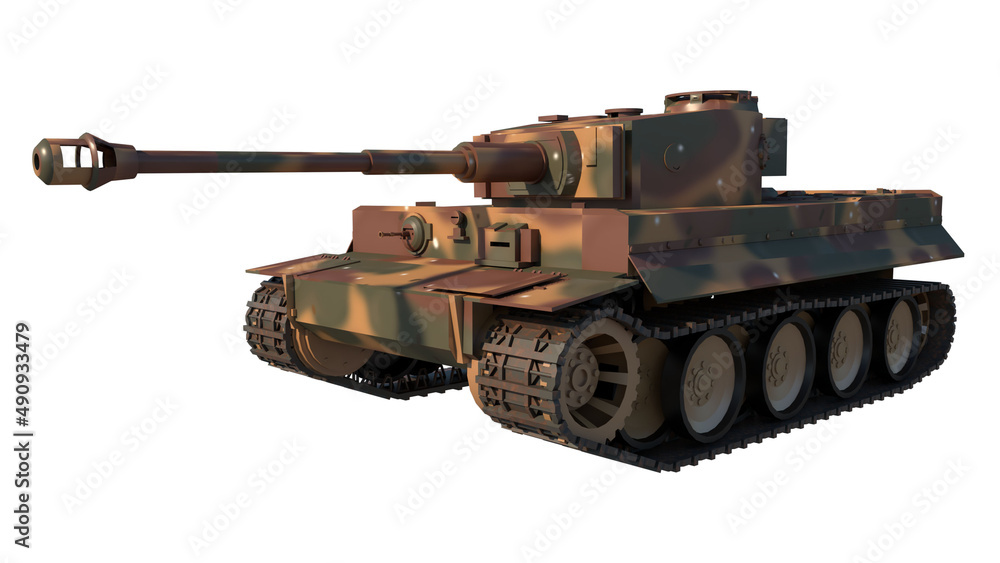 Heavy Tank- Vehicle Military - Perspective F view white background 3D Rendering Ilustracion 3D	
