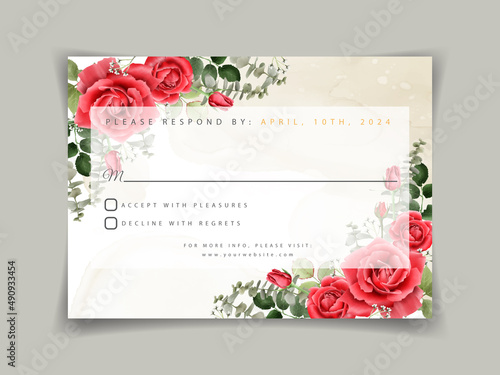 Beautiful red roses wedding invitation