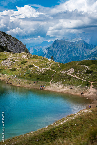 Fototapeta Naklejka Na Ścianę i Meble -  Dolomites. Monte Civetta and the Coldai lake. Dream summer
