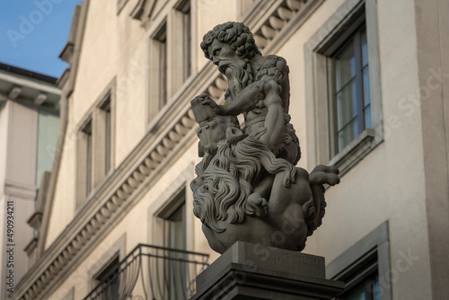 Samson fountain - built in the XVI century - Zurich, Switzerland