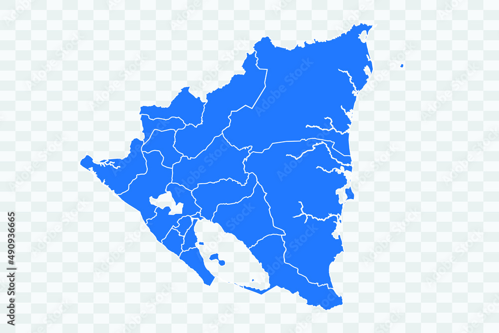Nicaragua Map blue Color on Backgound png