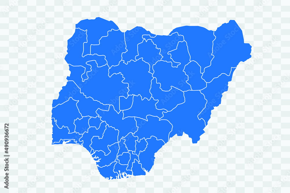 Nigeria Map blue Color on Backgound png