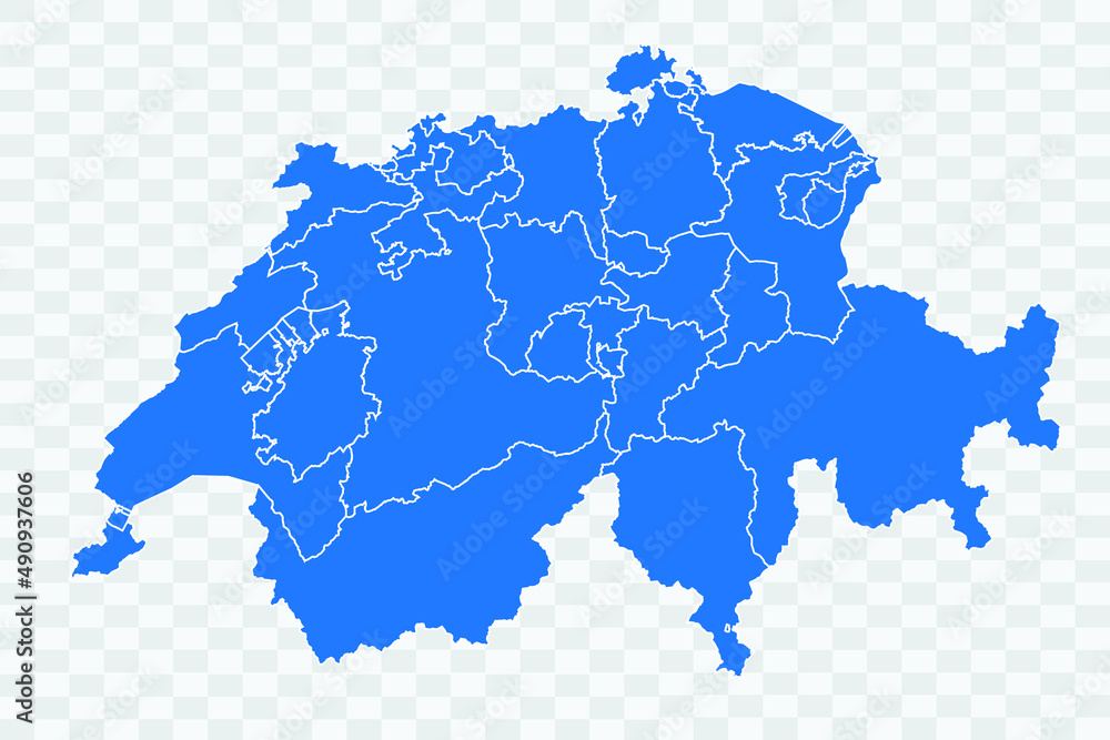 Switzerland Map blue Color on Backgound png