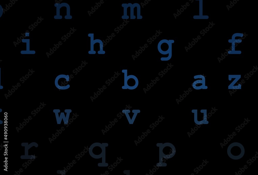 Dark blue vector template with isolated letters. Dark blue vector template with isolated letters.